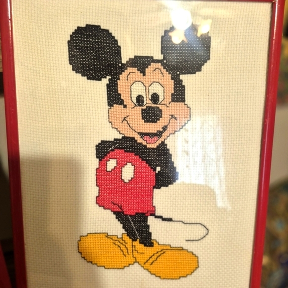 Vintage Framed Donald Duck and Mickey Mouse Cross-Stitch Art - Picture 4 of 5